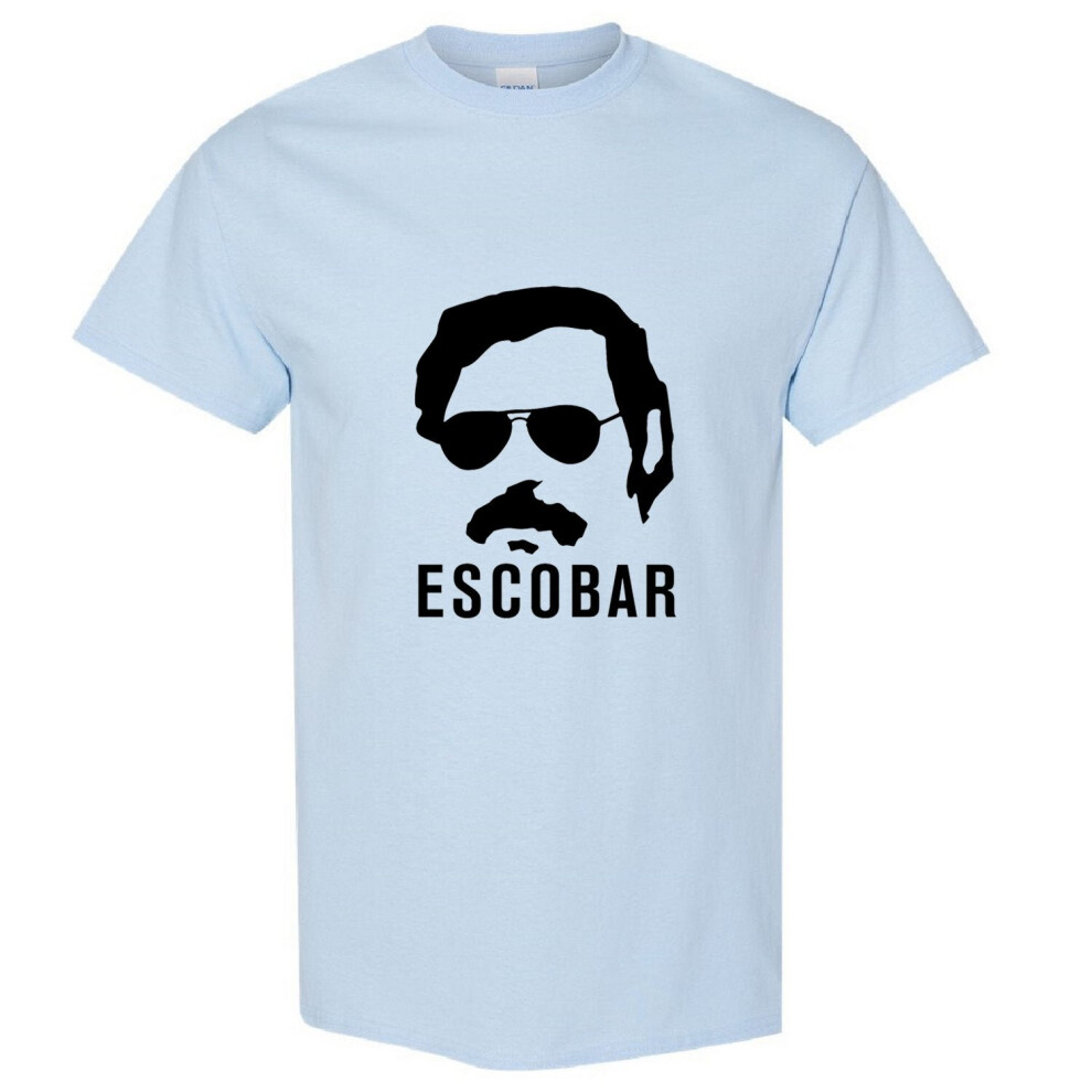 (Light Blue, XL) Pablo Escobar Narcos Cocaine Drug Colombia Retro Art Men T Shirt Tee Top