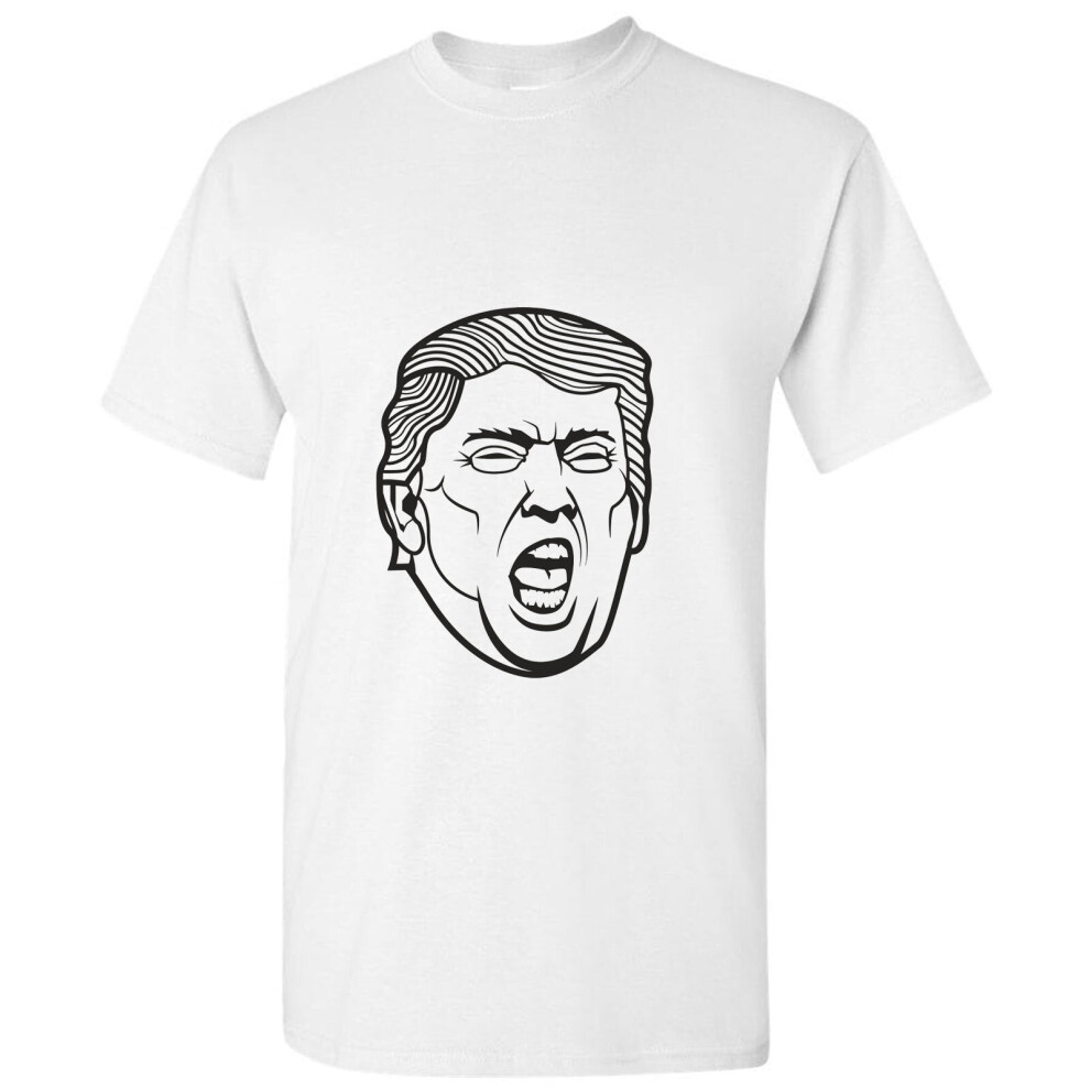 (White, S) Funny USA President Donald Trump Dictator Shout Face Men T Shirt Tee Top