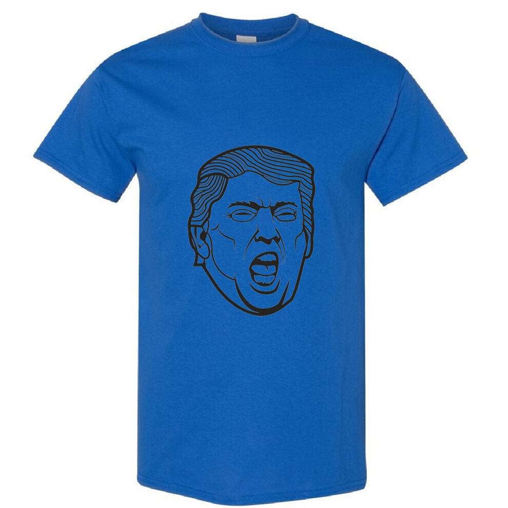 (Royal, M) Funny USA President Donald Trump Dictator Shout Face Men T Shirt Tee Top