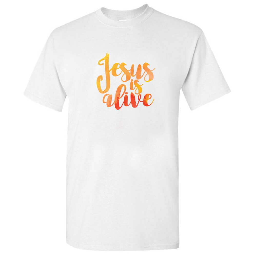 (XL) Jesus Is Alive Christian Christianity God Men White T Shirt Tee Top