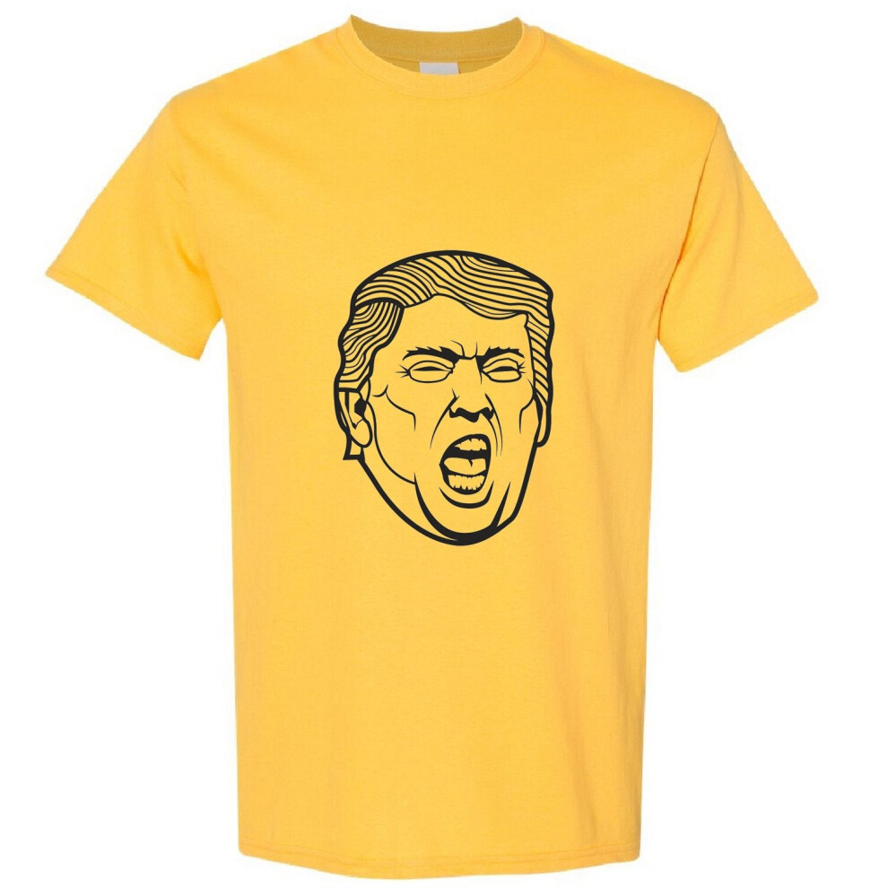 (Yellow, 3XL) Funny USA President Donald Trump Dictator Shout Face Men T Shirt Tee Top