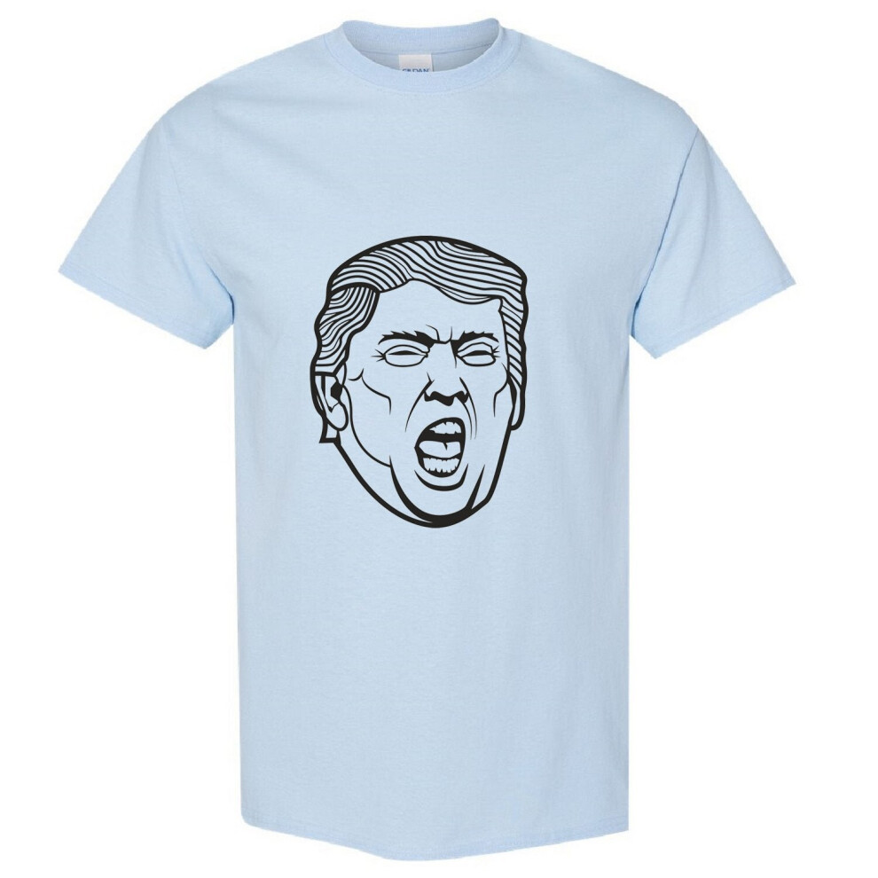 (Light Blue, M) Funny USA President Donald Trump Dictator Shout Face Men T Shirt Tee Top