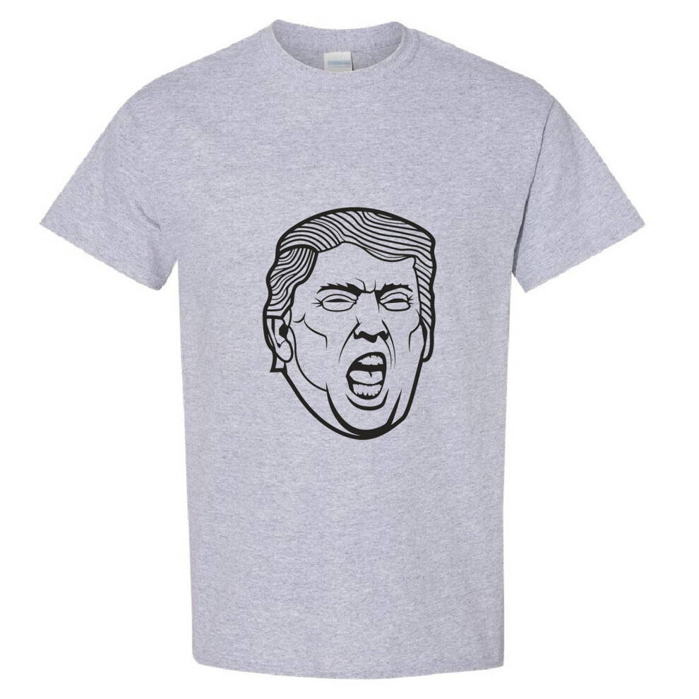 (Sport Grey, S) Funny USA President Donald Trump Dictator Shout Face Men T Shirt Tee Top