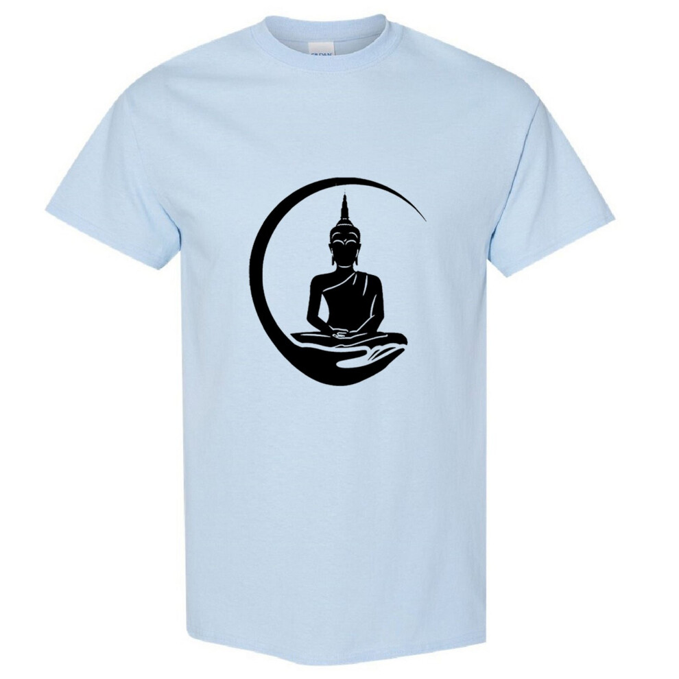 (Light Blue, M) Gautama Zen Buddha Buddhism Buddhist Religion Art Men T Shirt Tee Top