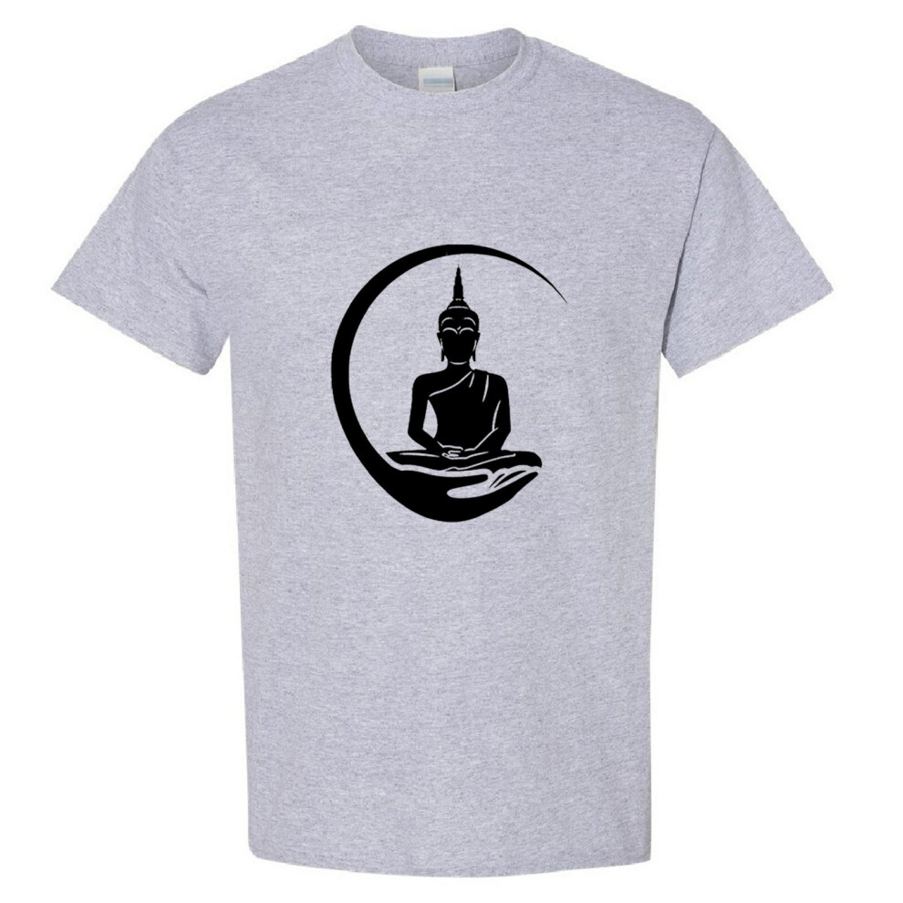 (Sport Grey, XL) Gautama Zen Buddha Buddhism Buddhist Religion Art Men T Shirt Tee Top