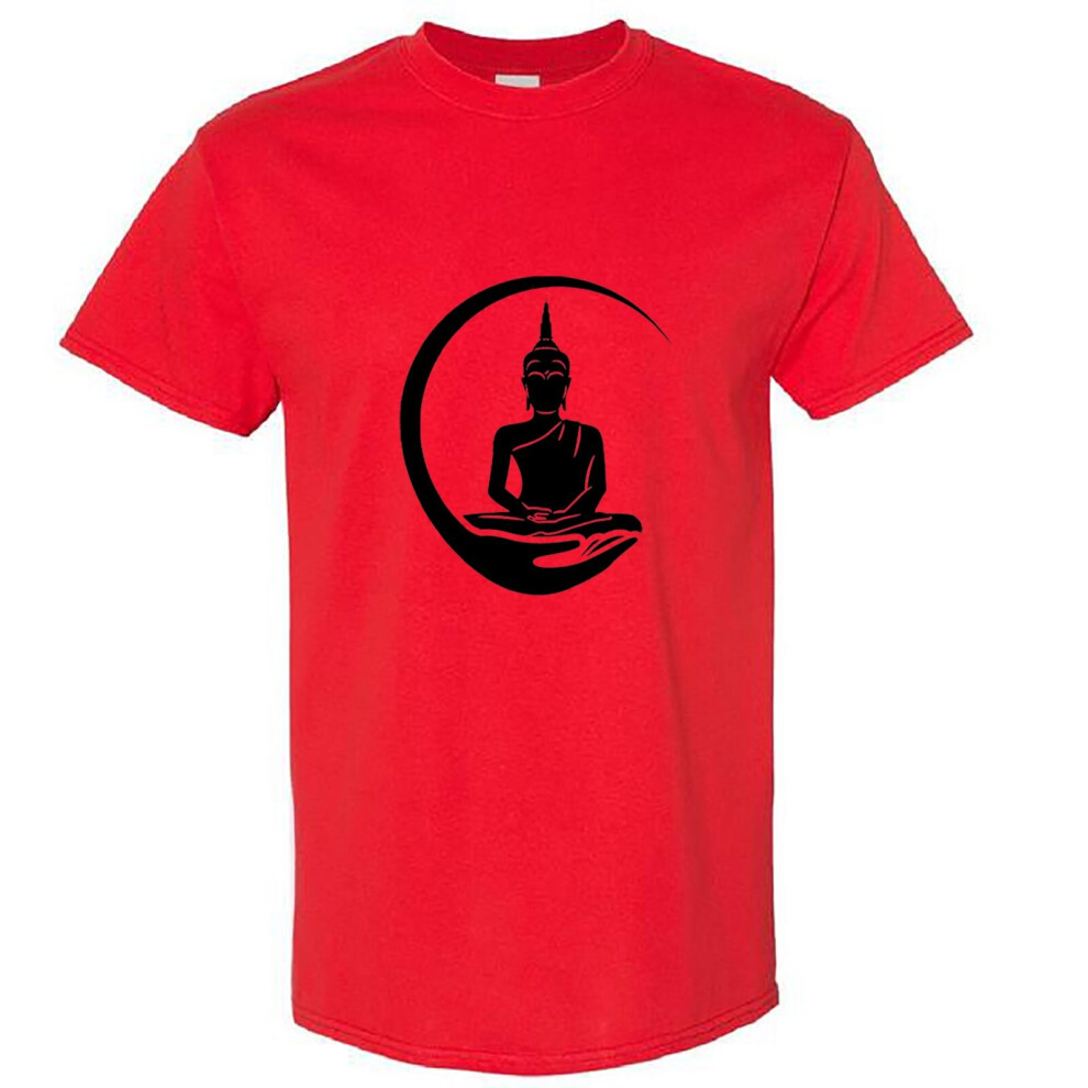 (Red, S) Gautama Zen Buddha Buddhism Buddhist Religion Art Men T Shirt Tee Top