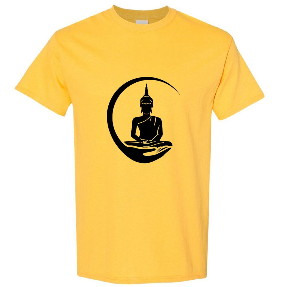 (Yellow, M) Gautama Zen Buddha Buddhism Buddhist Religion Art Men T Shirt Tee Top