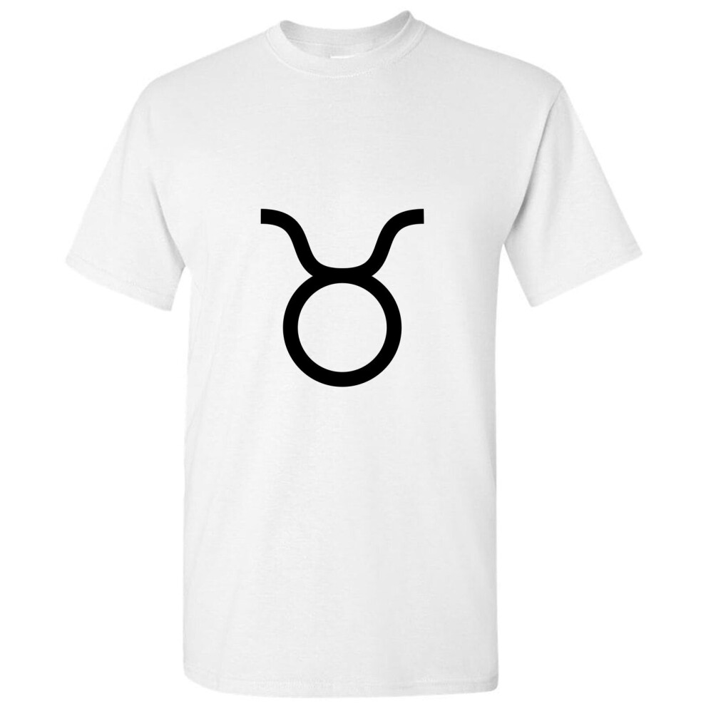 (White, M) Taurus Zodiac Horoscope Astrological Earth Sign Men T Shirt Tee Top