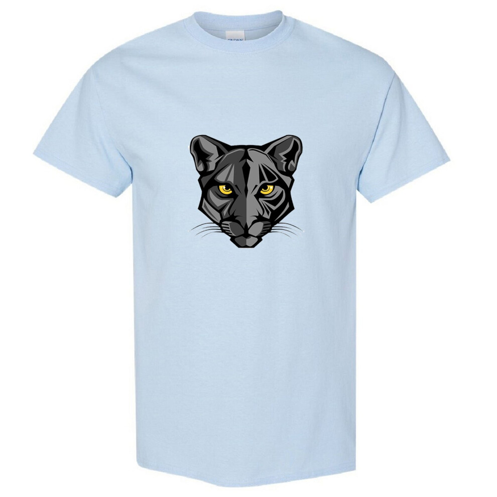 (Light Blue, L) Black Panther Panthera Leopard Jaguar Cat Animal Men T Shirt Tee Top