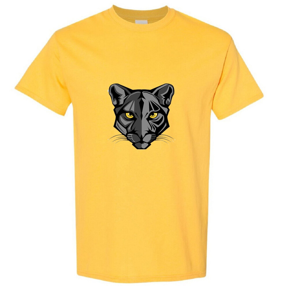 (Yellow, M) Black Panther Panthera Leopard Jaguar Cat Animal Men T Shirt Tee Top