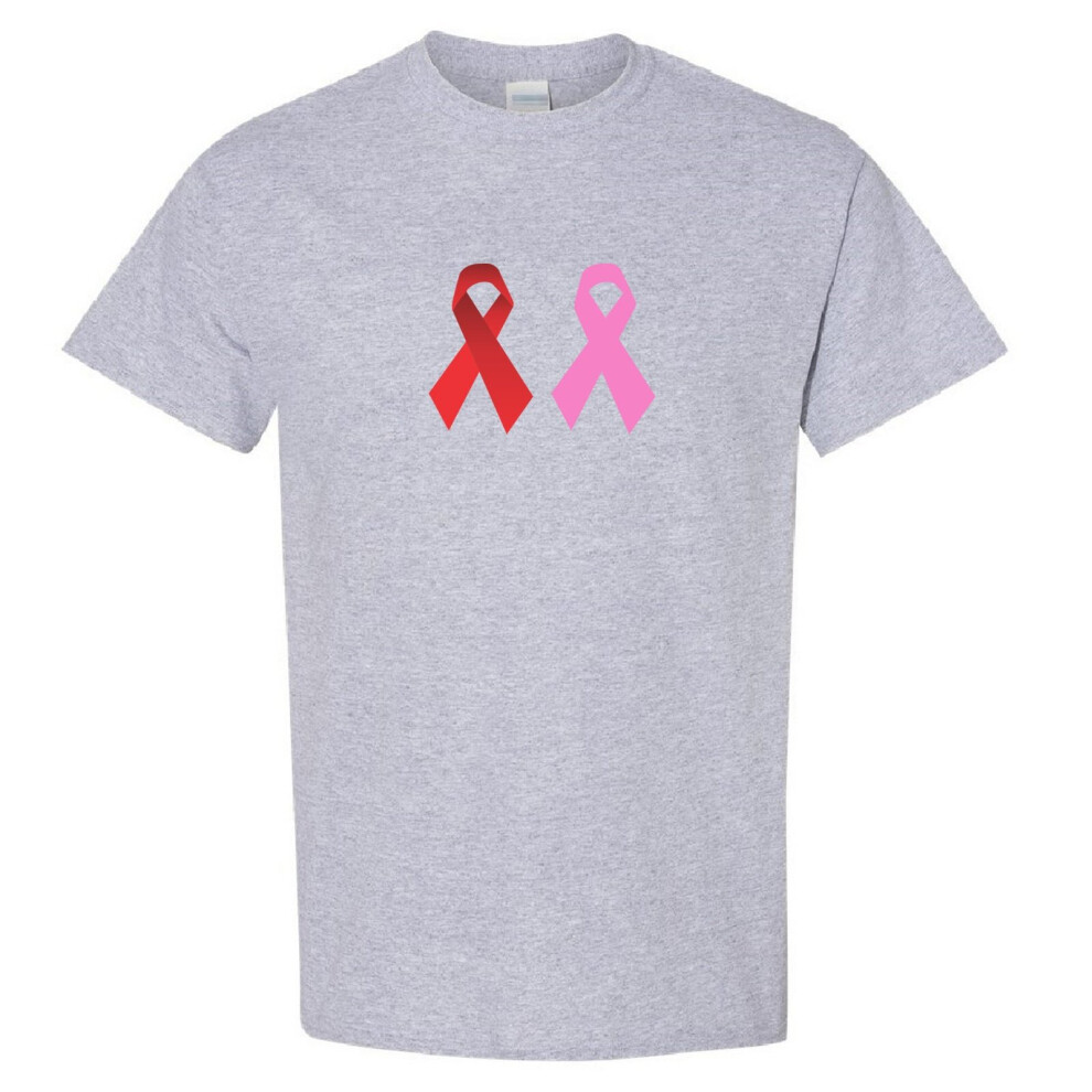 (Sport Grey, XL) Breast Cancer HIV/AIDS Awareness Red Pink Ribbon Men T Shirt Tee Top