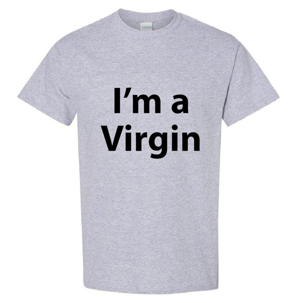 (Sport Grey, L) I am a Virgin Funny Joke Rude Offensive Slogan Men T Shirt Tee Top