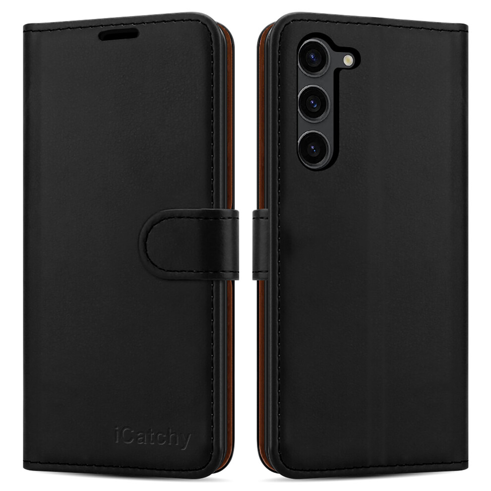 (Black) Samsung Galaxy S23 Plus Leather Wallet Phone Cover Black 5056298015276