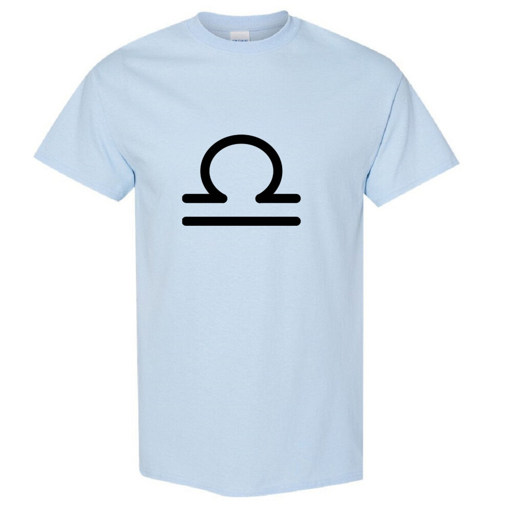 (Light Blue, M) Libra Zodiac Horoscope Astrological Symbol Sign Men T Shirt Tee Top