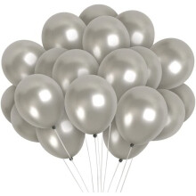 (SILVER, 50) 12Inch Metallic Balloons Shiny Helium Latex Decorative Chrome Party Balloons