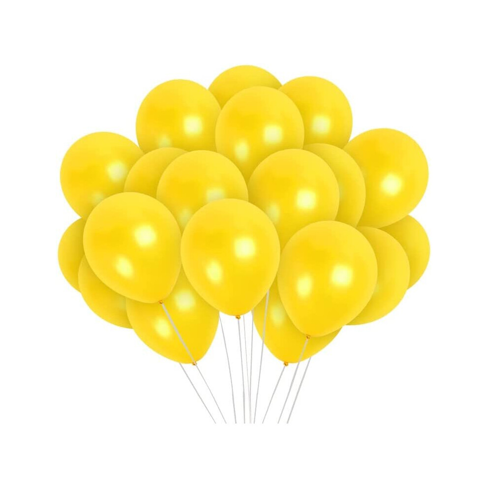 (YELLOW, 25) 12Inch Metallic Balloons Shiny Helium Latex Decorative Chrome Party Balloons