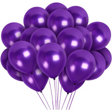 (PURPLE, 25) 12Inch Metallic Balloons Shiny Helium Latex Decorative Chrome Party Balloons
