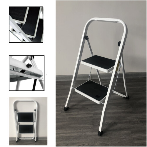 (2 Stepladder) Metal Step Ladder Heavy Duty Durable 330lbs Capacity