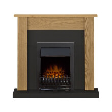 Adam Southwold Fireplace Suite in Oak and Black with Blenheim Electric Fire in Black, 43 Inches