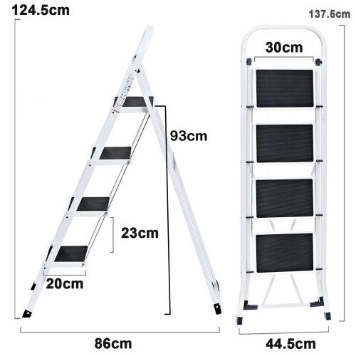 (4 Stepladder) Metal Step Ladder Heavy Duty Durable 330lbs Capacity 1
