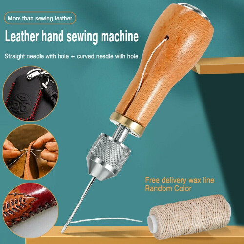 Sewing Awl Needle Tool Kit Leather Sail Canvas Hand Stiching Speedy Stitcher 2