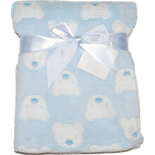 Baby Boy Soft Fleece Wrap Blanket Pram Cot Crib Moses Basket Blue Teddy