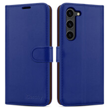(Blue) Samsung Galaxy S23 Case Leather Wallet Phone Cover