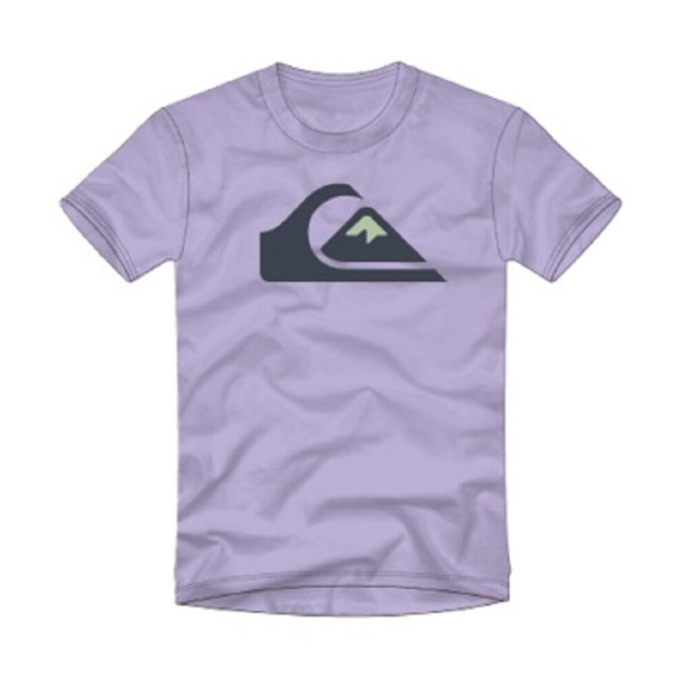(M) Quiksilver Cotton SS T-Shirt ~ Comp Logo lilac