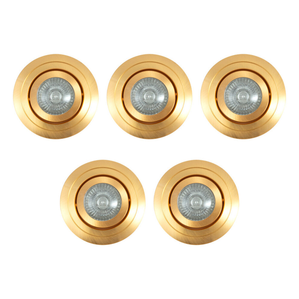 (Pack of 5) Satin Brass Downlight Tiltable Circular Spotlight
