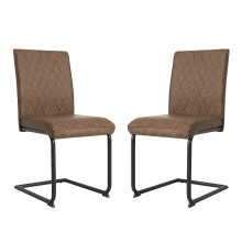 Nestor Dining Chairs Faux Leather High Back Set of 2 - Brown
