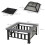 Outdoor Square Metal Fire Pit with Waterproof Cover - Black/Grey 2