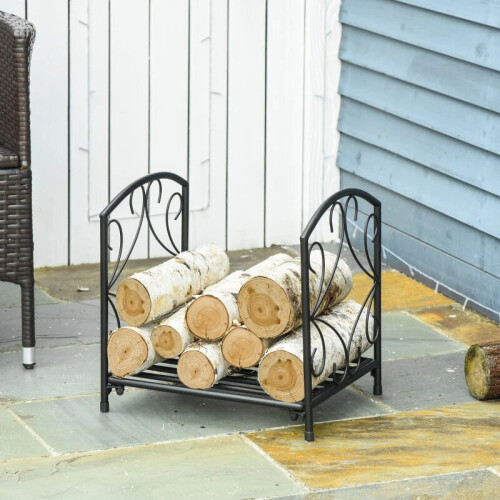 Keep Your Fireplace Tidy with this Compact Log Holder w/ Side Scrolls 1