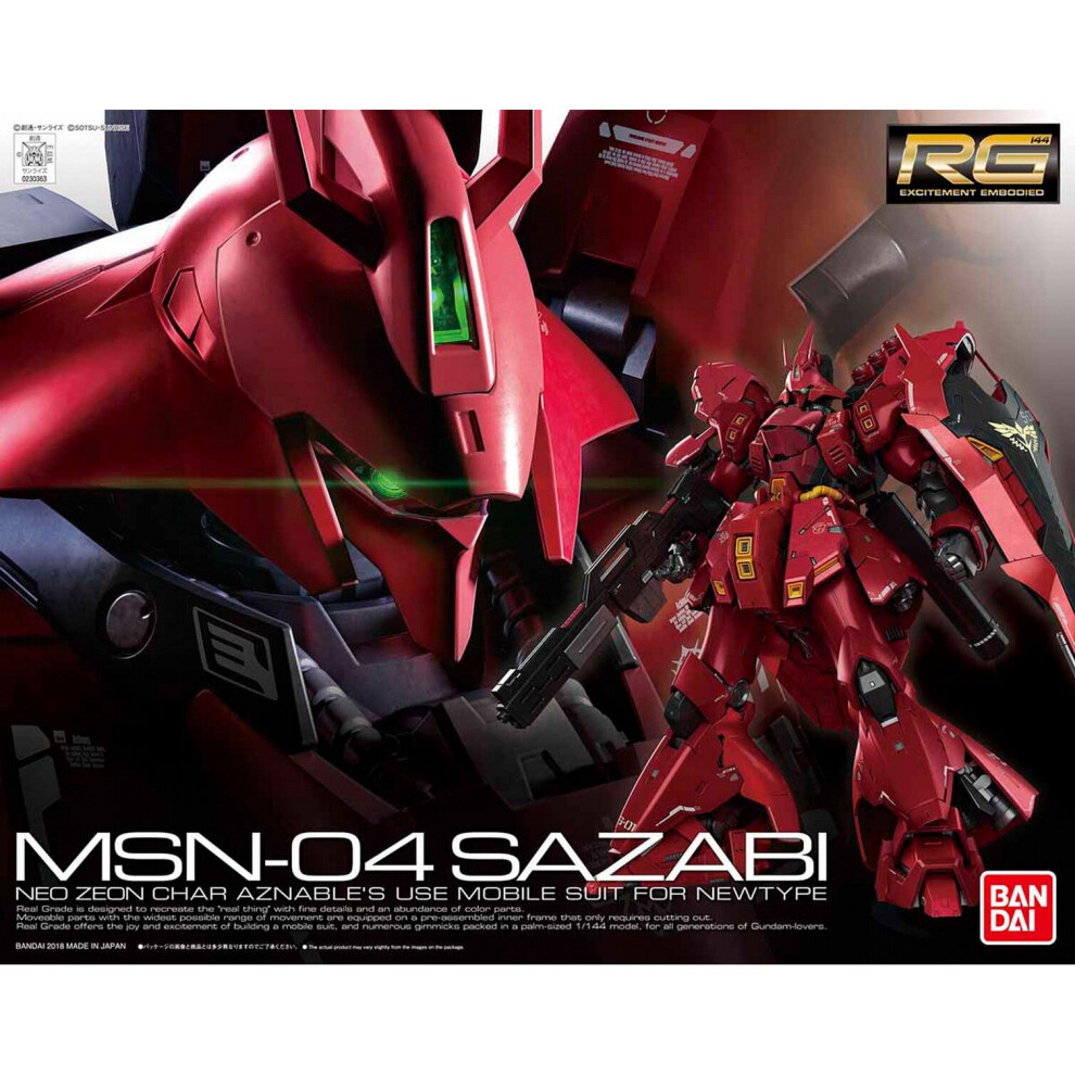 Bandai 1/144 Gundam Msn-04 Sazabi Mobile Suit Real Grade Scale Model Kit