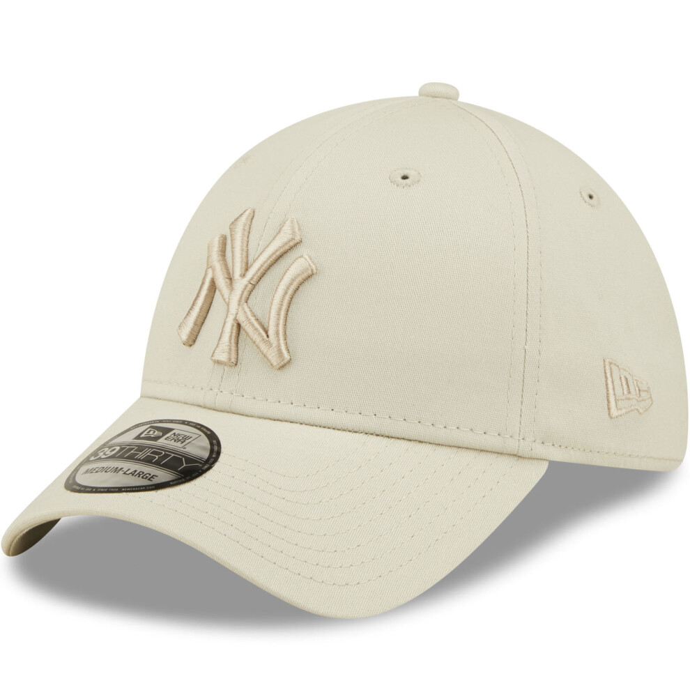 (L/XL, Beige) New Era New York Yankees League Essentials 39THIRTY Baseball Cap Hat - Beige