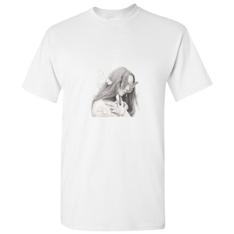 (L) Butterfly Girl Fantasy Art See No Evil White Men T Shirt Tee Top