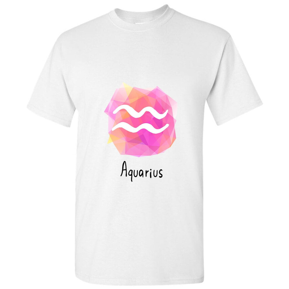 (L) Aquarius Zodiac Horoscope Astrological Pink Sign Men T Shirt Tee Top