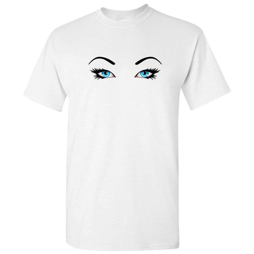 (2XL) Beautiful Blue Eyes Mysterious Face White Men T Shirt Tee Top