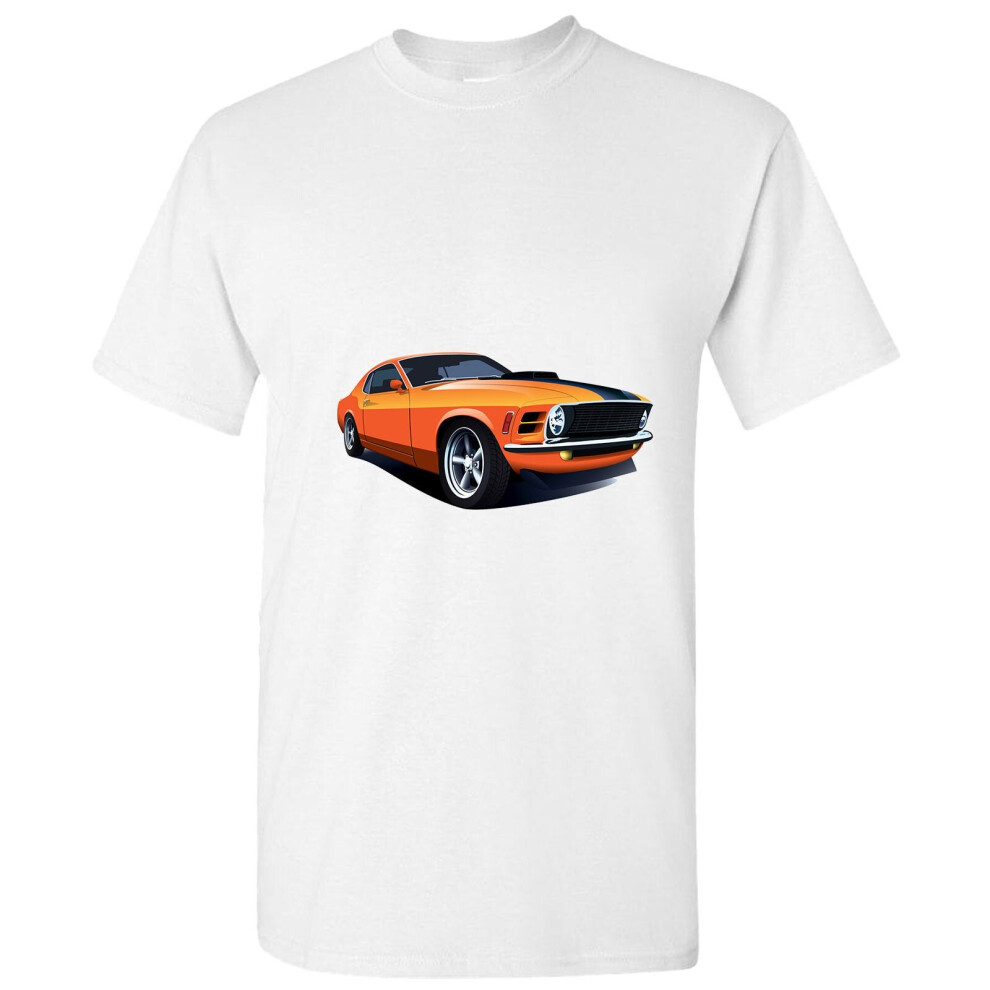 (L) American Classic Muscle Car Ford Mustang Camaro GT White Men T Shirt Tee Top