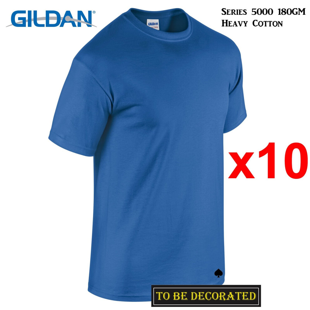 (S) 10 Packs Gildan T-SHIRT Basic Tee S - 5XL Small Big Men Heavy Cotton (Royal)