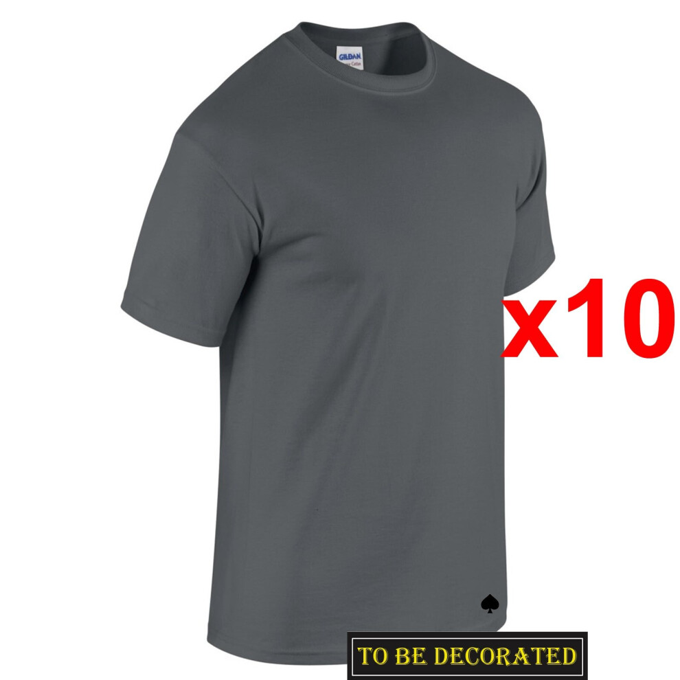 (S) 10 Packs Gildan T-SHIRT Basic Tee S - 5XL Small Big Men Heavy Cotton (Charcoal)