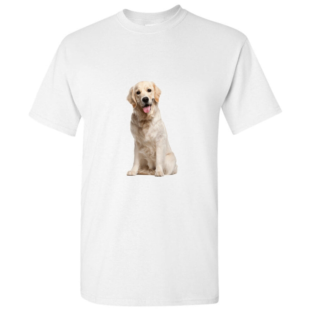 (XL) Dog Cute Gold Labrador Retriever Puppy Pet White Men T Shirt Tee