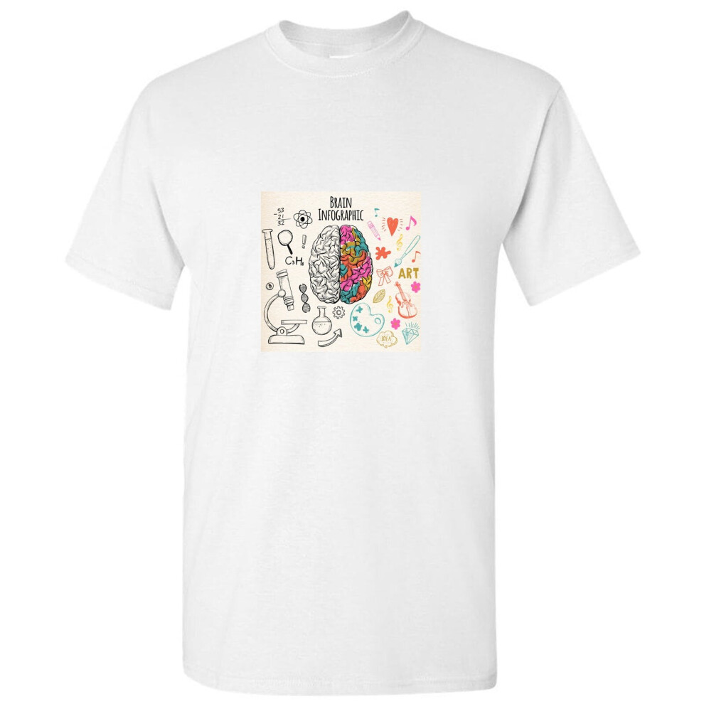 (M) Human Brain Function Science Art Infographic White Men T Shirt Tee Top