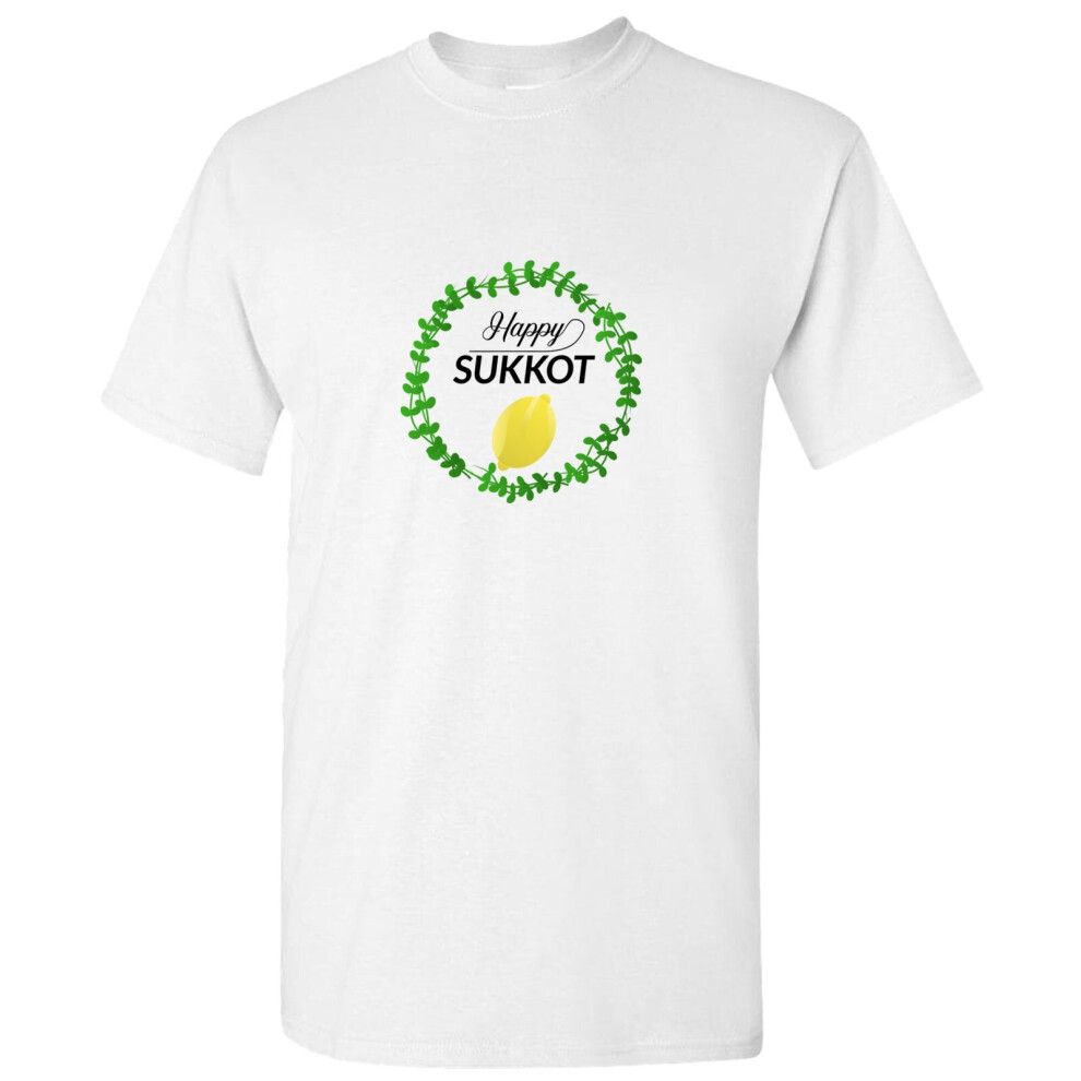 (2XL) Jewish Happy Sukkot Sukkoth Holiday Festival White Men T Shirt Tee Top