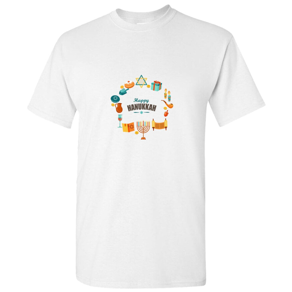 Gildan (4Xl) Happy Hanukkah Jewish Festival Celebration Judaism Men T Shirt Tee Top White