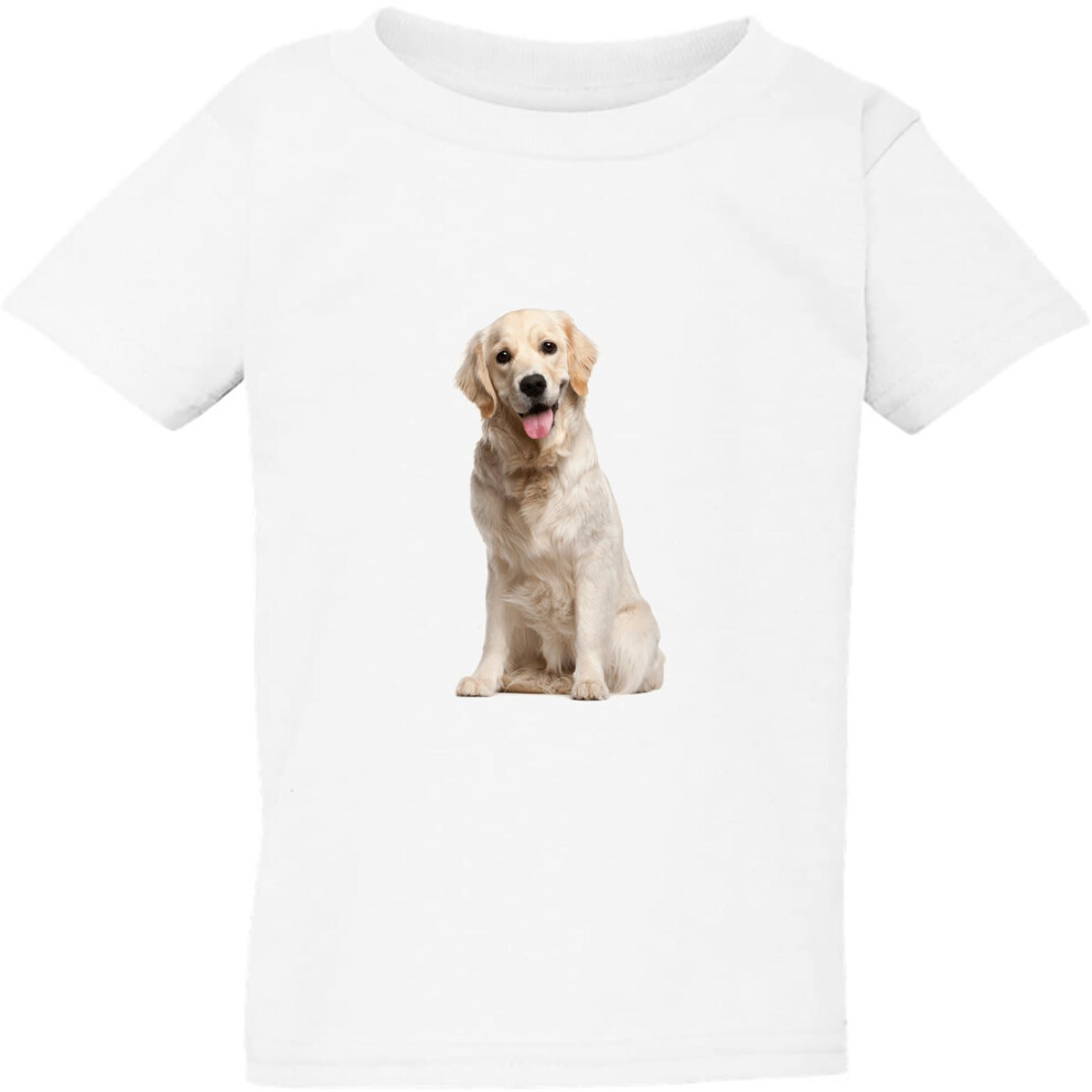 (2XL / 6T / 5-6 YO) Dog Cute Gold Labrador Retriever Puppy Pet White Boys Girls T Shirt Tee Top Kids