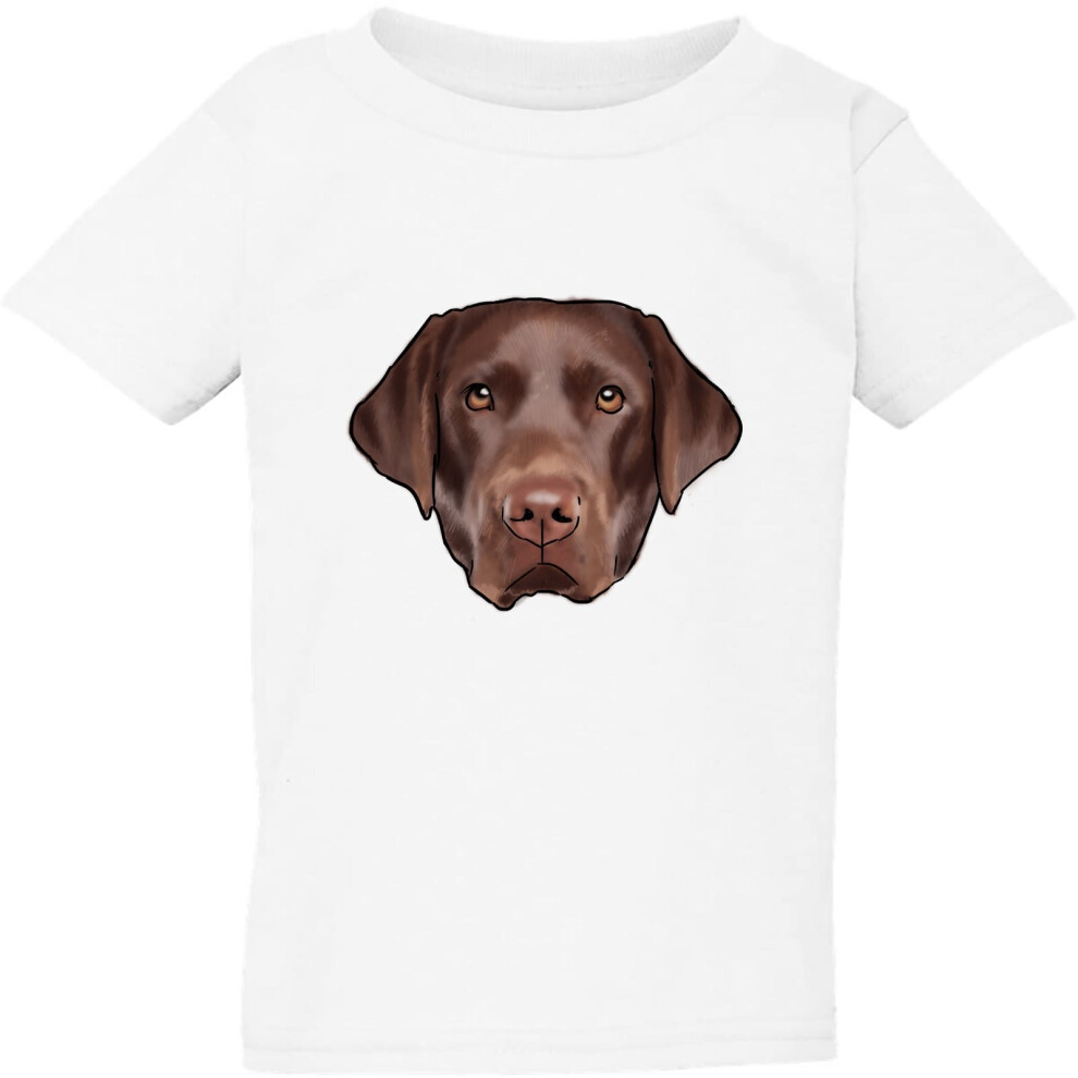 (XL / 5T / 4-5 YO) Cute Brown Labrador Dog Head White Kids Boys Girls T Shirt Tee Top