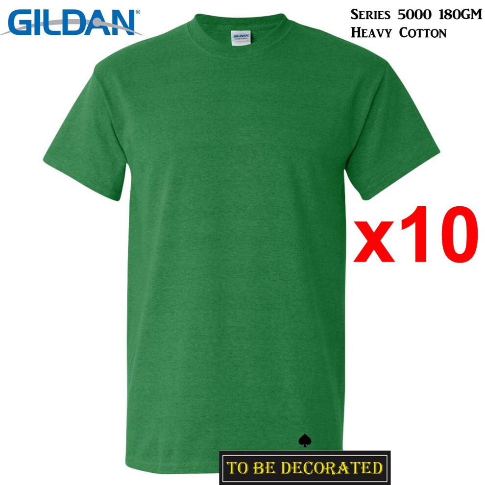 (S) 10 Packs Gildan T-SHIRT Basic Tee S - 5XL Small Big Men Heavy Cotton (Antique Irish)