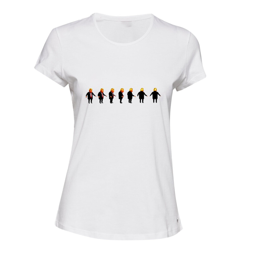 (S) Funny Mini USA President Donald Trump White Female Ladies Women T Shirt Tee Top