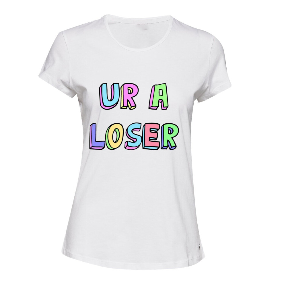 (2XL) Cute Pop Colourful You Are UR A LOSER White Female Ladies Women T Shirt Tee Top