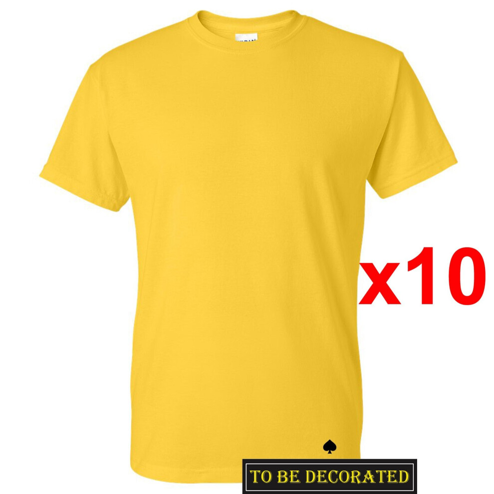 (XL) 10 Packs Gildan T-SHIRT Basic Tee S - 5XL Small Big Men Heavy Cotton (Daisy Yellow)